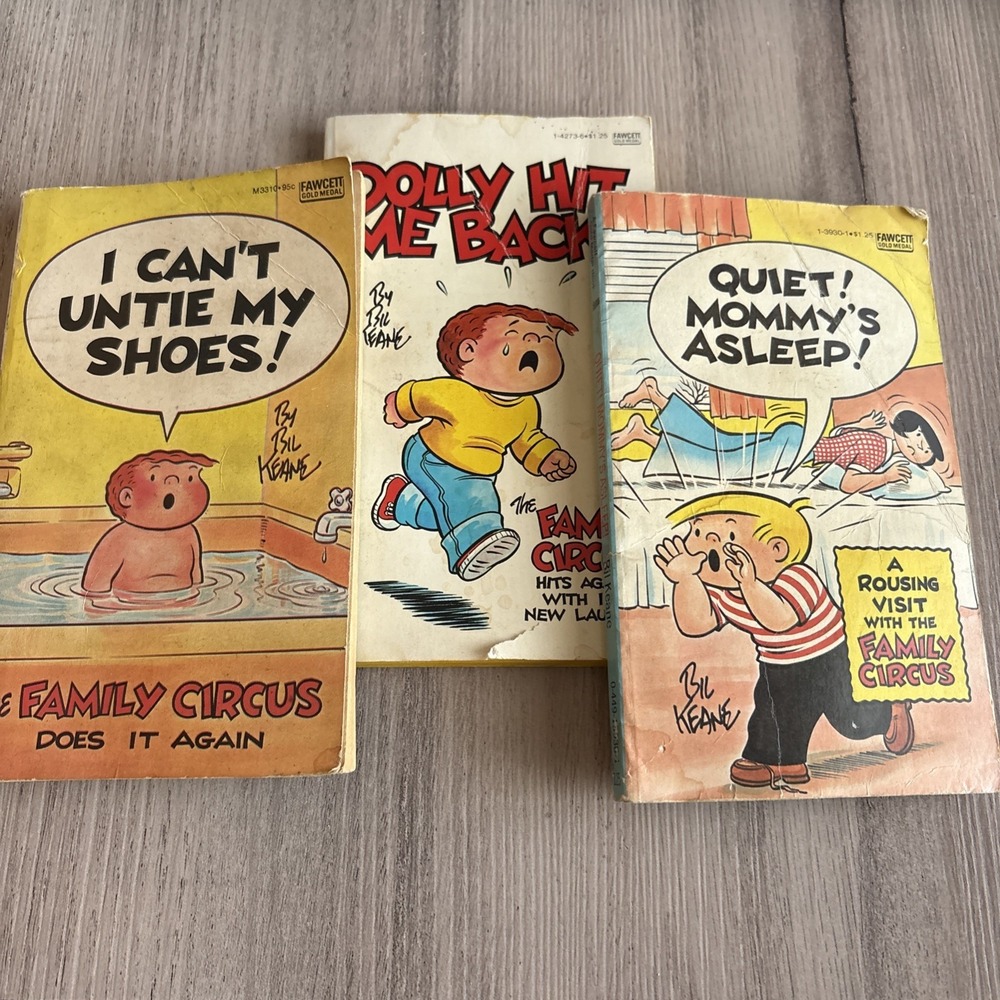 Vtg Bil Keane Family Circus Paperback Comics Lot of 3 Fawcett 1973 1977 1979